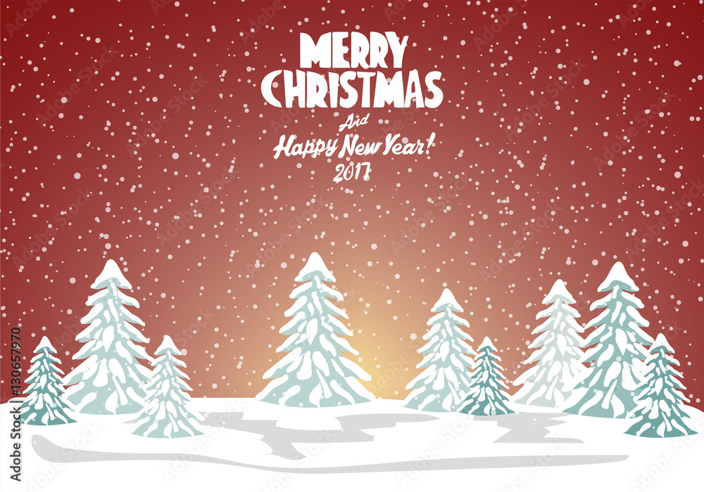 Fototapeta premium Merry christmas card. Vector illustration. Happy new year