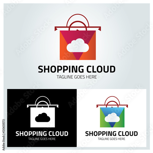 Shopping cloud logo design template ,Vector illustration photo