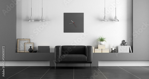 Black and white minimalist living room © archideaphoto