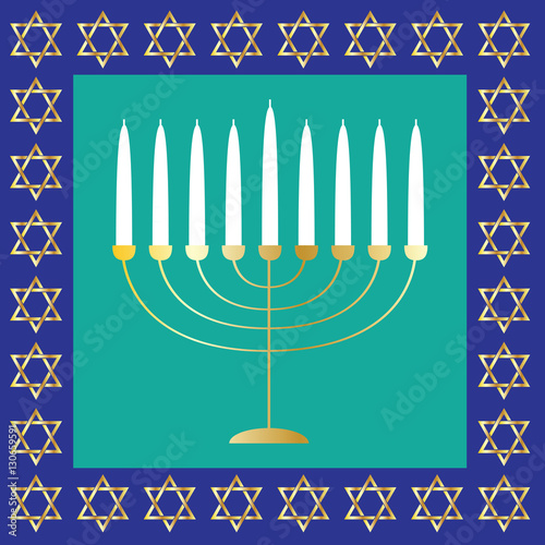 gold menorah and stars