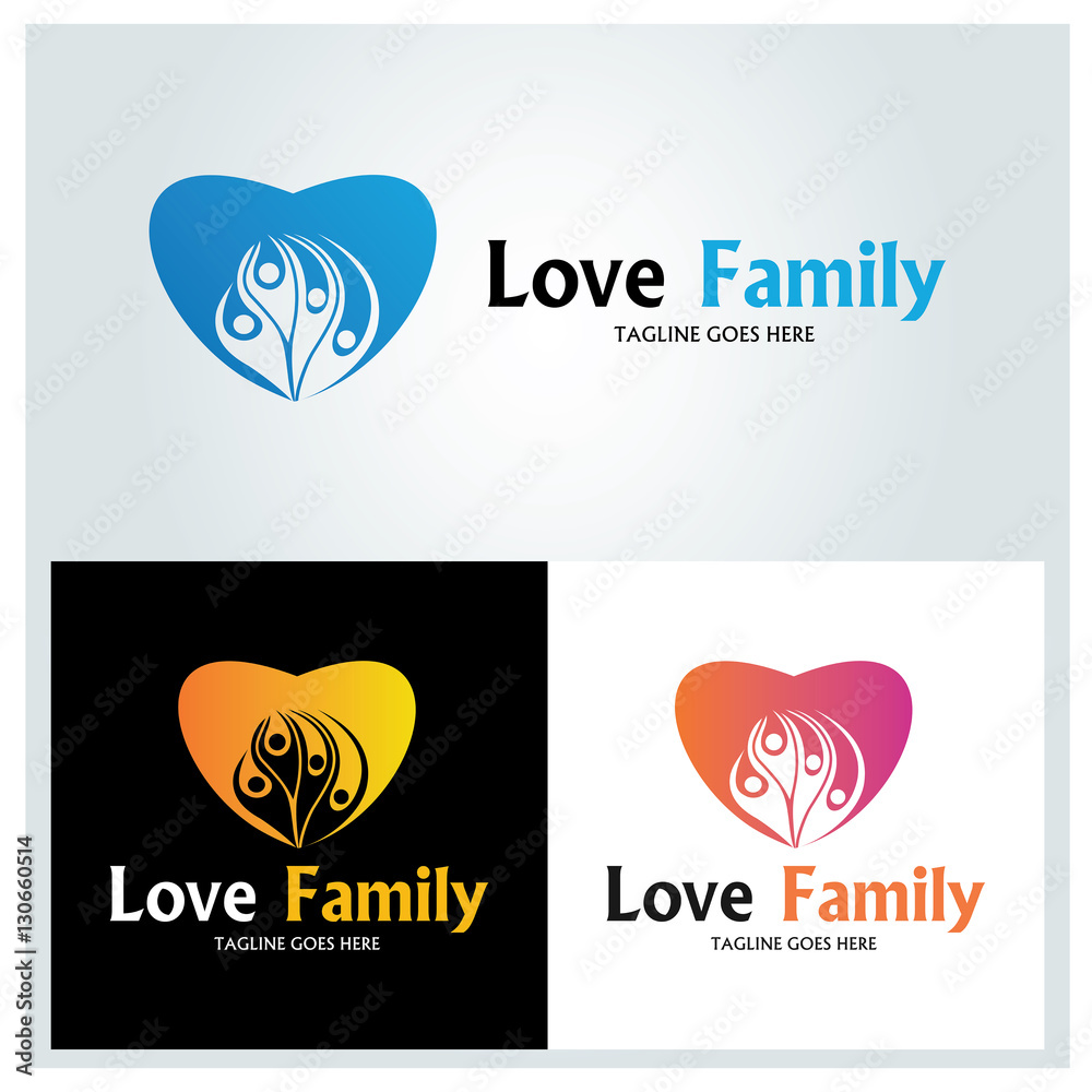 Love family logo design template ,Heart logo design concept ,vector ...