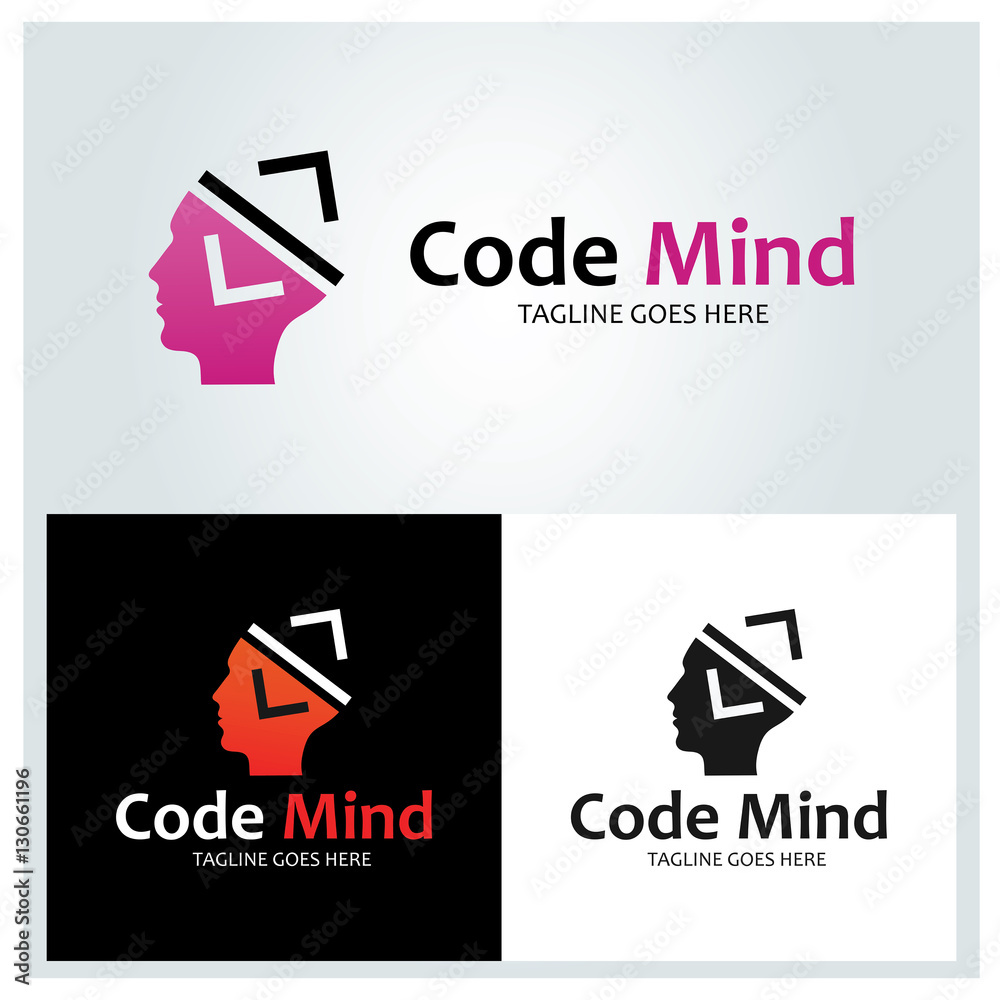 Code mind logo design template ,Vector illustration