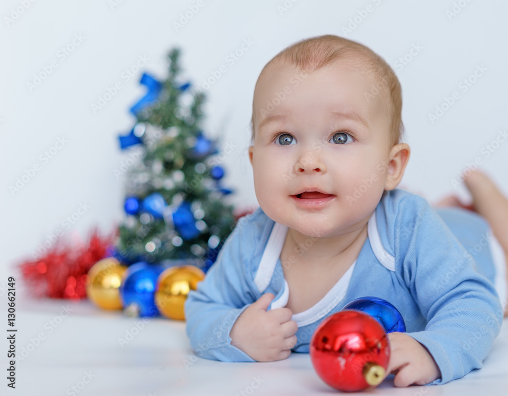 boy dreaming about presents at christmas time. boy dreaming about presents at christmas time.