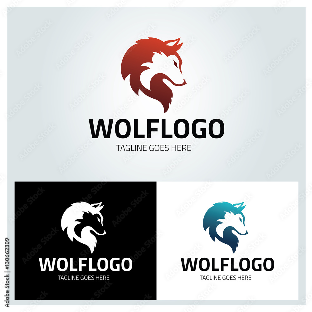 Wolf logo design template ,Wolf head logo ,Vector illustration