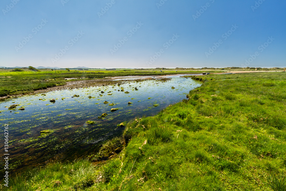 River afon Ffraw and sand dunes Aberffraw, Anglesey. River afon Ffraw and sand dunes Aberffraw, Anglesey.