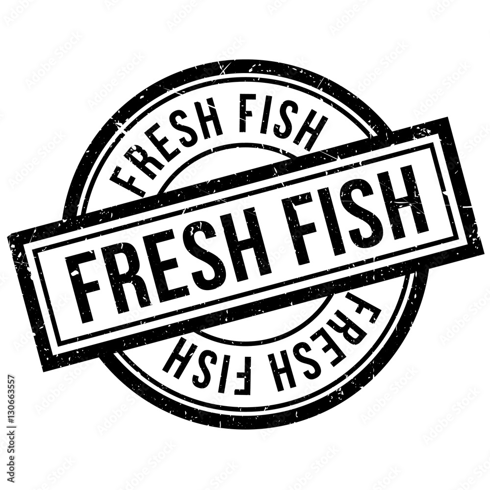Fresh fish rubber stamp. Grunge design with dust scratches. Effects can be easily removed for a clean, crisp look. Color is easily changed.