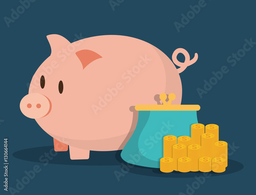 piggy bank with banking related icons image vector illustration design 