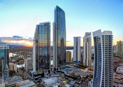 City skyline at sunset Surfers Paradise Gold Coast