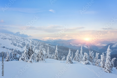 majestic sunset in the winter mountains © Ryzhkov Oleksandr