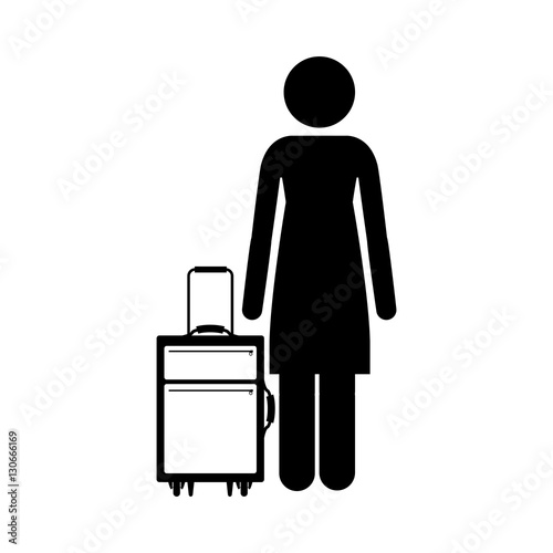 Passenger and baggage icon. Airport travel trip and tourism theme. Isolated design. Vector illustration