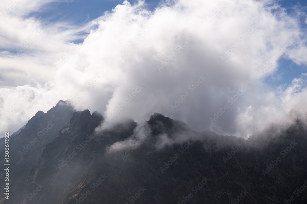 Peaks and clouds in High Tatras. Slovakia