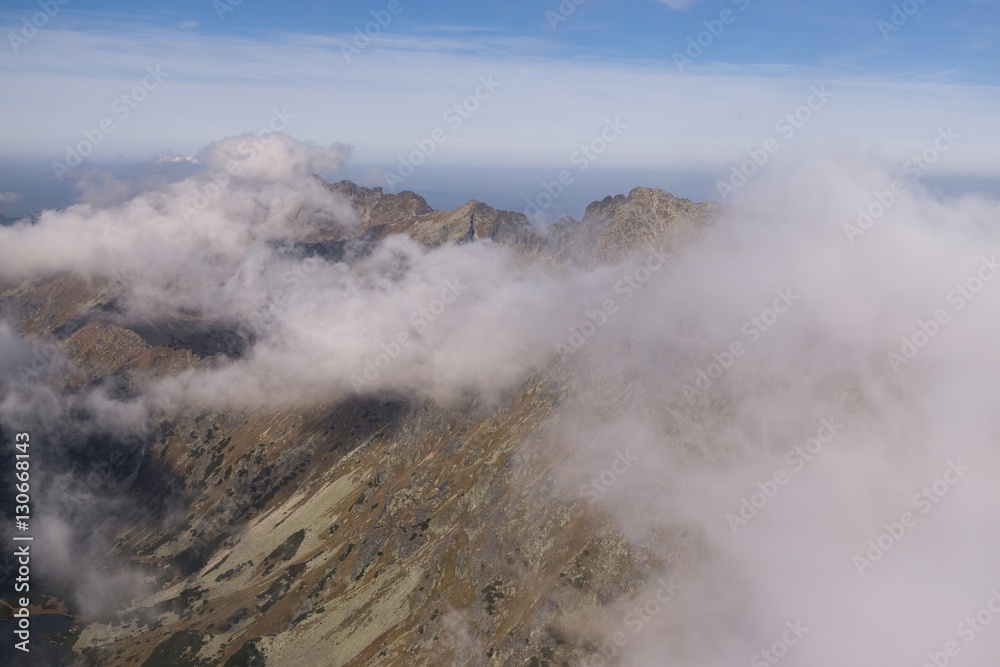 Clouds and views of High Tatras Mountains. Slovakia