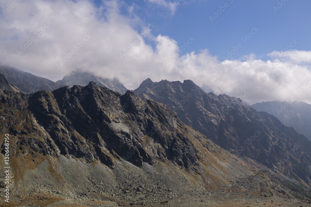 Clouds and views of High Tatras Mountains. Slovakia