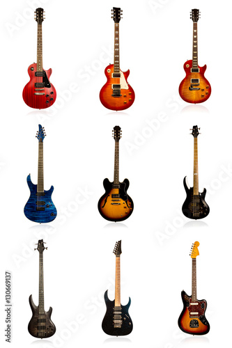 Set of nine electric guitars