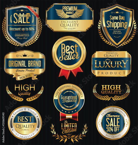 Luxury golden retro labels collection 