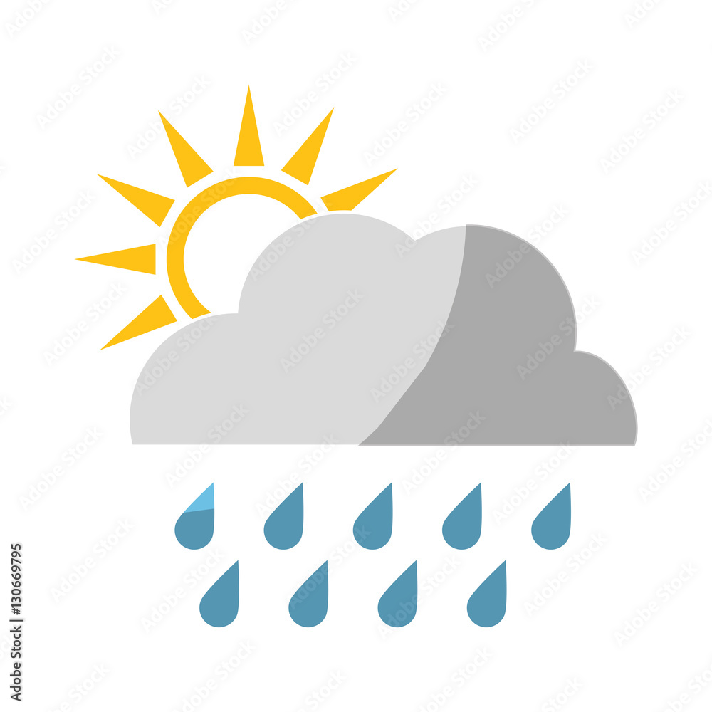 sun and cloud with rainydrops weather icon over white background. colorful design. vector illustration sun and cloud with rainydrops weather icon over white background. colorful design. vector illustration