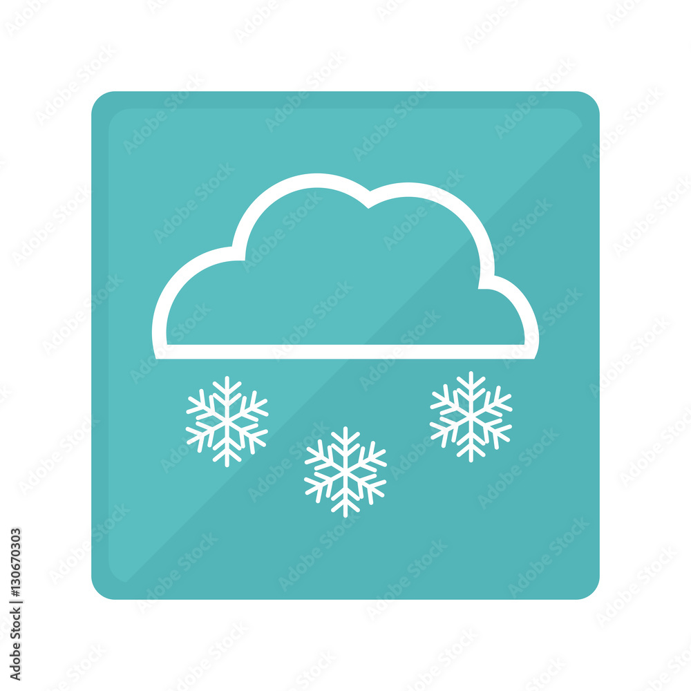 blue square with cloud with snowflakes weather icon over white background. colorful design. vector illustration blue square with cloud with snowflakes weather icon over white background. colorful design. vector illustration