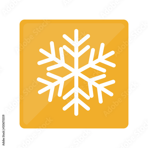 yellow square with winter snowflake icon over white background. vector illustraiton