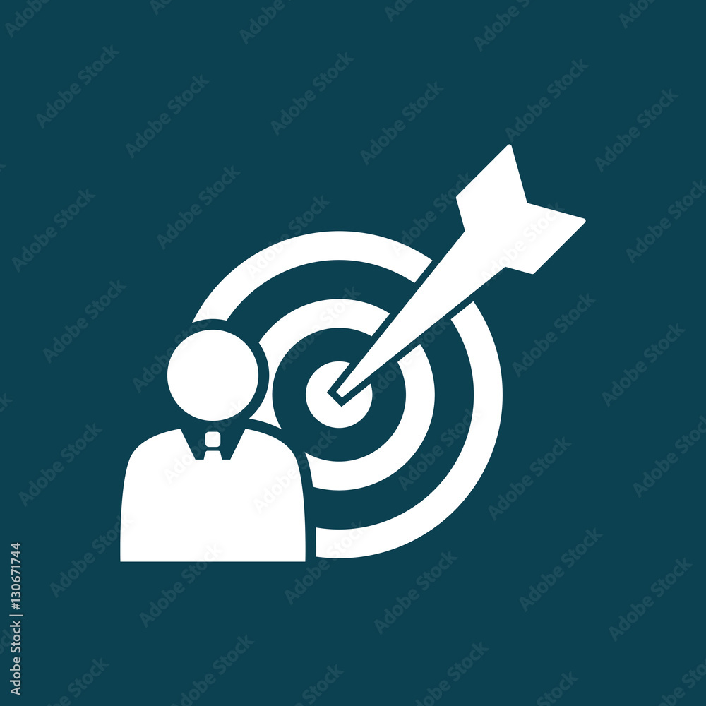 target businessman icon on blue background target businessman icon on blue background