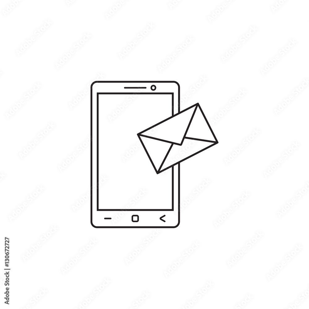 Mobile mail line icon, sms sign, message, social media, vector graphics, a linear pattern on a white background, eps 10. Mobile mail line icon, sms sign, message, social media, vector graphics, a linear pattern on a white background, eps 10.