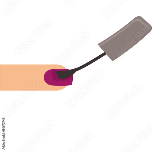 woman finger with nail lacquer icon over white background. colorful design. vector illustration