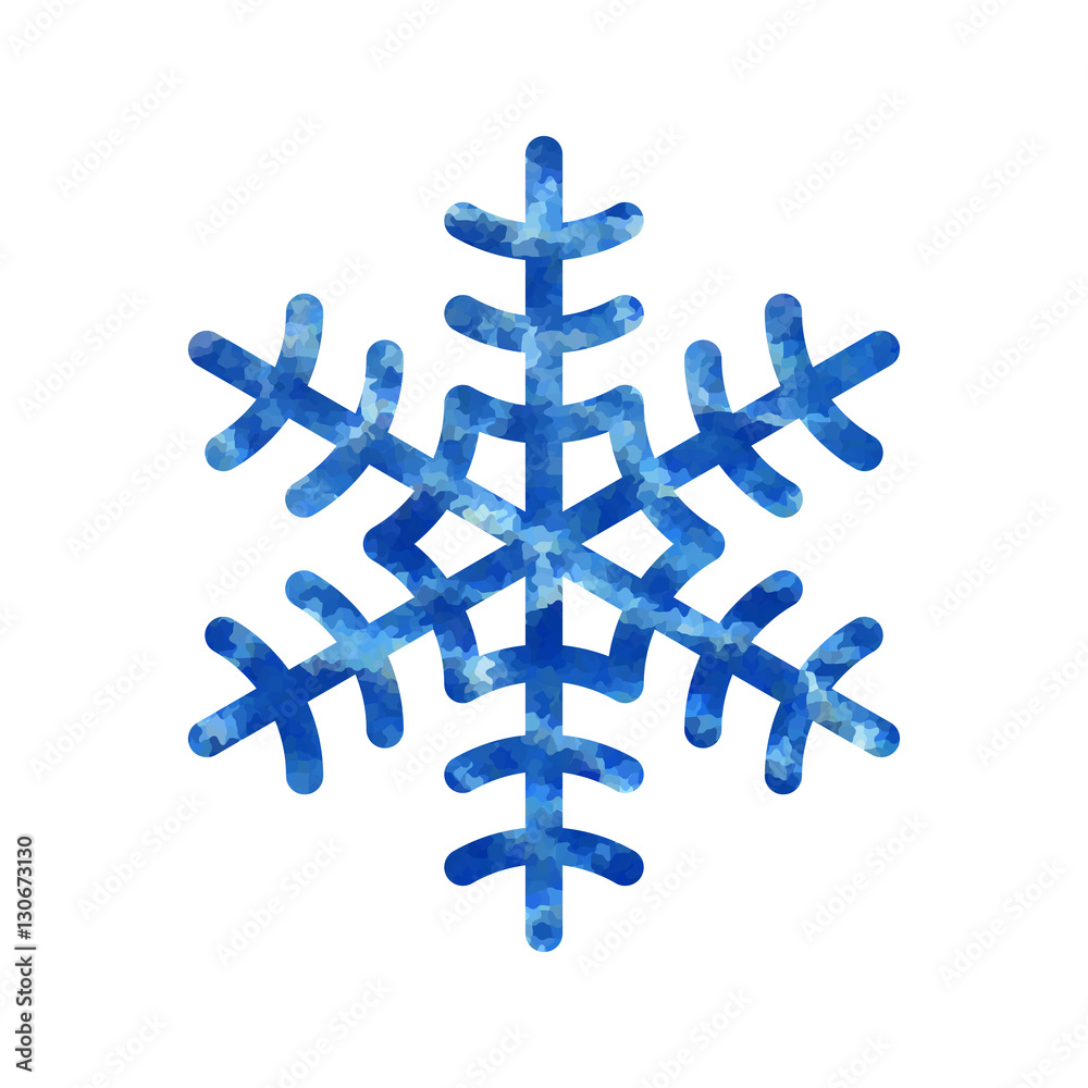 Obraz premium Snowflake mosaic icon. Blue silhouette snow flake sign isolated white background. Flat design. Symbol winter, frozen, Christmas, New Year holiday. Graphic element decoration. Vector illustration