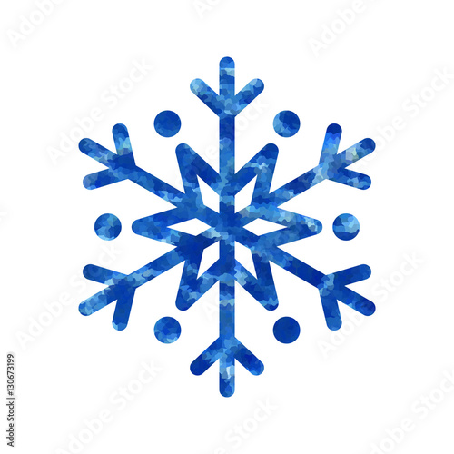 Snowflake mosaic icon. Blue silhouette snow flake sign isolated white background. Flat design. Symbol winter, frozen, Christmas, New Year holiday. Graphic element decoration. Vector illustration