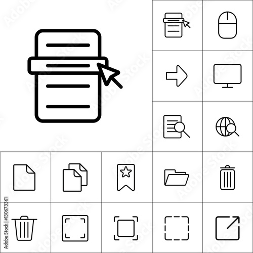 thin line menu scrolling icon on white background, web icons set