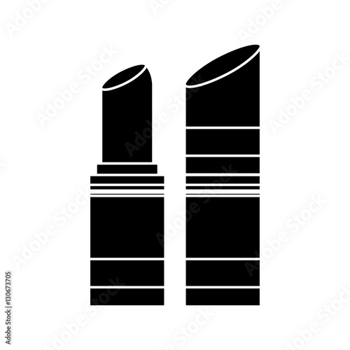 lipstick icon over white background. makeup concept. black and white design. vector illustration