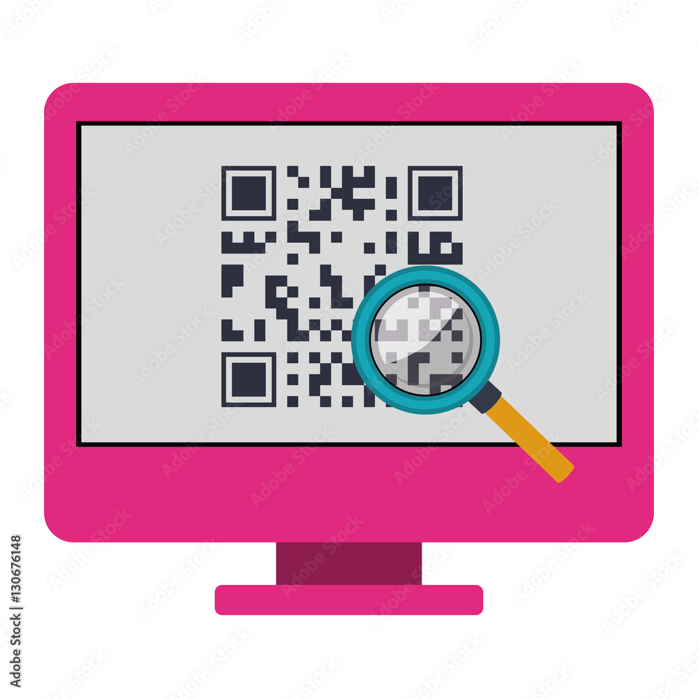 Qr code and computer icon. Scan technology information price and digital theme. Isolated design. Vector illustration Qr code and computer icon. Scan technology information price and digital theme. Isolated design. Vector illustration