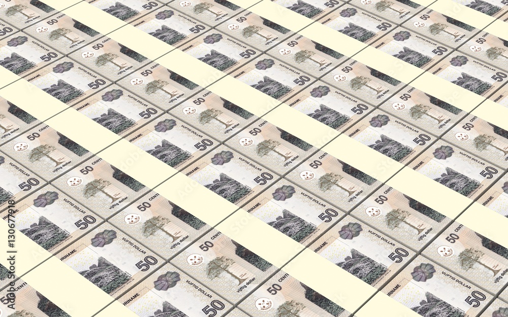 Surinamese dollars bills stacks background. 3D illustration. Surinamese dollars bills stacks background. 3D illustration.
