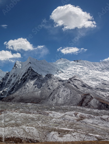 The view from the Chhukhung Ri on the Amphulapche peak and Imja Tsho - Everest region, Nepal, Himalayas photo