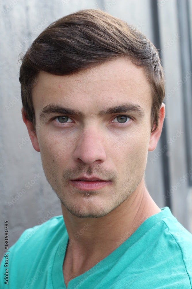 Fototapeta premium Man with neutral expression closeup