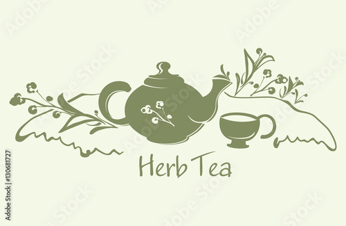 Herb tea. Silhouette vector illustration.