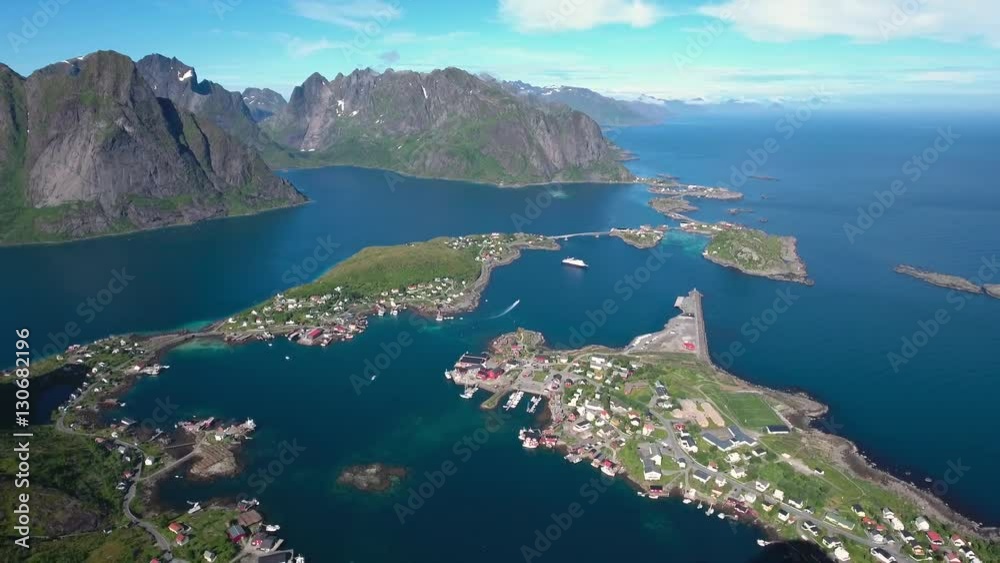 Lofoten islands is an archipelago in the county of Nordland, Norway. Is known for a distinctive scenery with dramatic mountains and peaks, open sea and sheltered bays, beaches and untouched lands. Lofoten islands is an archipelago in the county of Nordland, Norway. Is known for a distinctive scenery with dramatic mountains and peaks, open sea and sheltered bays, beaches and untouched lands.