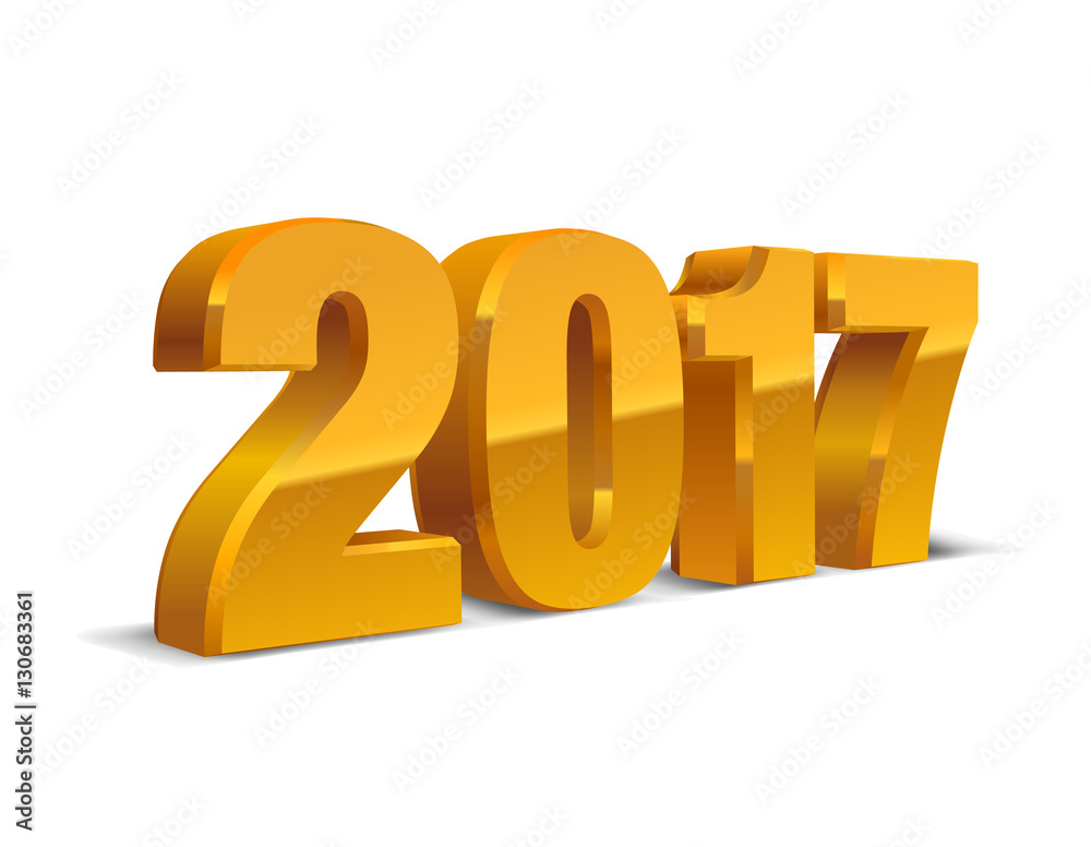 2017 golden-yellow text 3d. for calendar background isolated on white. Vector, eps 2017 golden-yellow text 3d. for calendar background isolated on white. Vector, eps