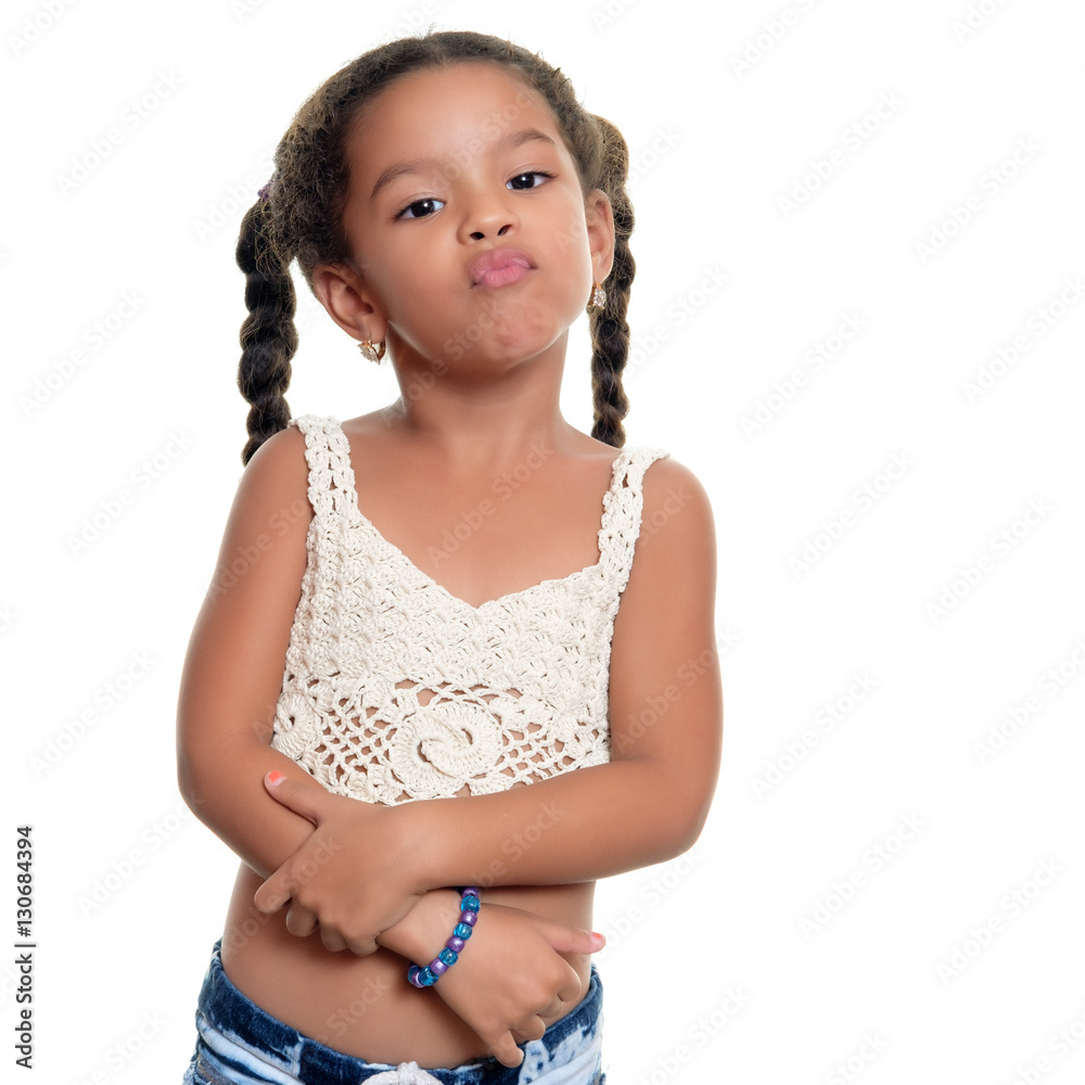 Angry african american small girl isolated on white Stock Photo | Adobe ...