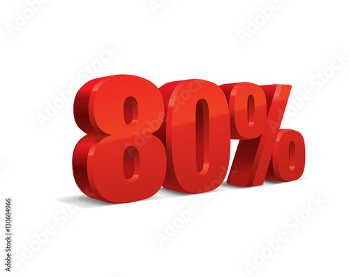 80 percent off, sale background, object 3D. Eps10 Vector.