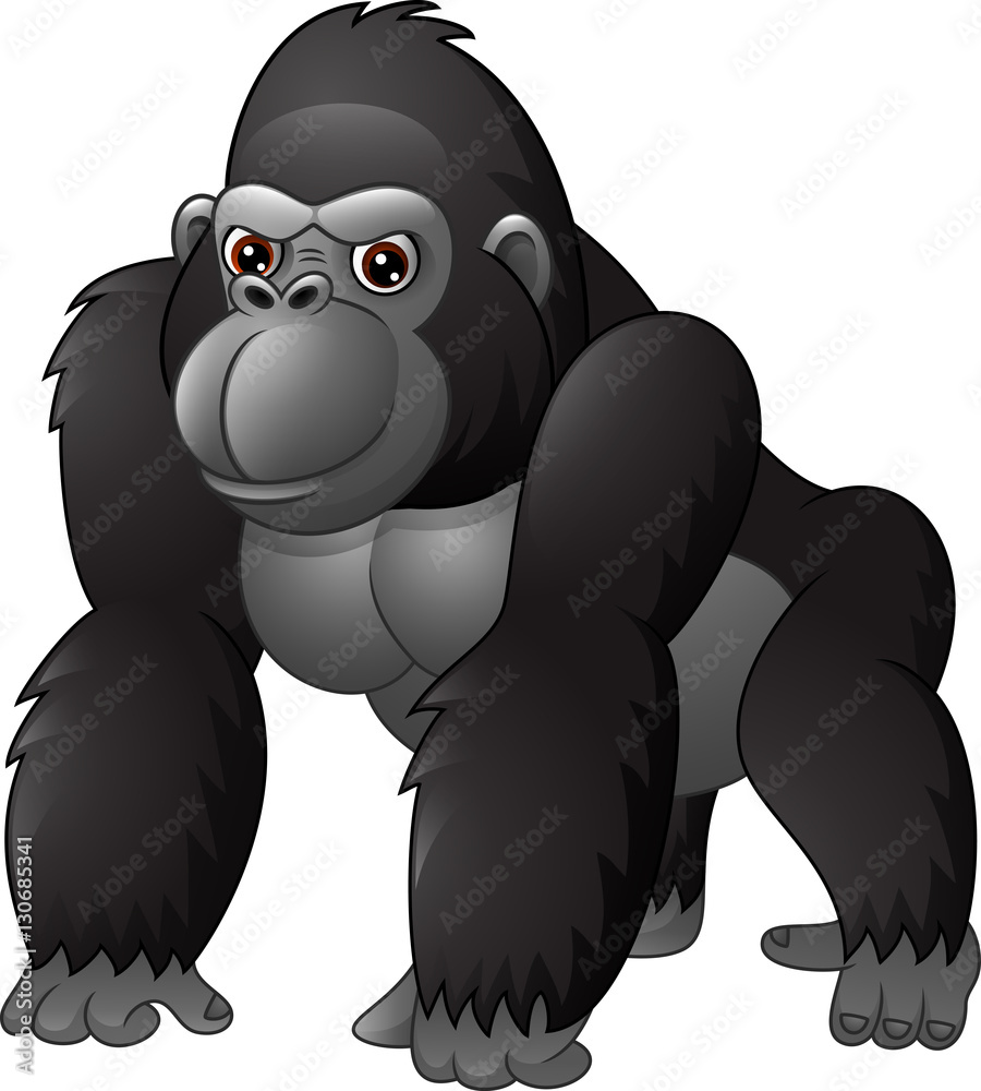 Cartoon funny gorilla isolated on white background