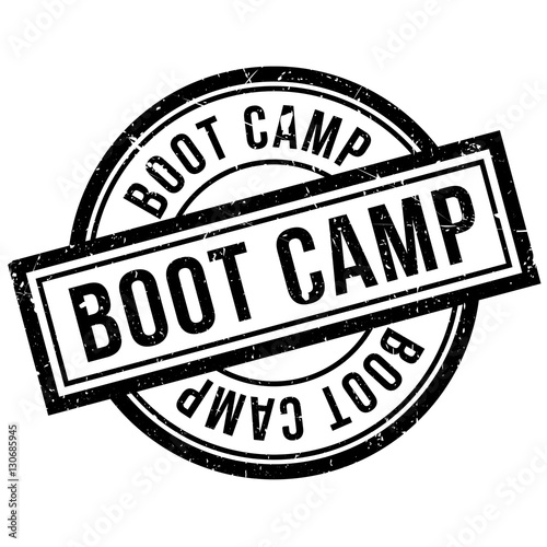 Boot Camp rubber stamp. Grunge design with dust scratches. Effects can be easily removed for a clean, crisp look. Color is easily changed.