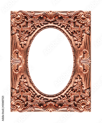 AAntique picture brown frame isolated on white background, clipp photo