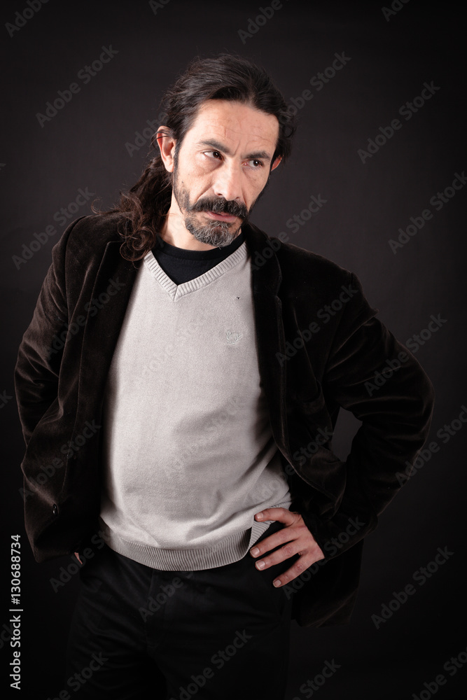 Handsome man doing different expressions in different sets of clothes: bored Handsome man doing different expressions in different sets of clothes: bored