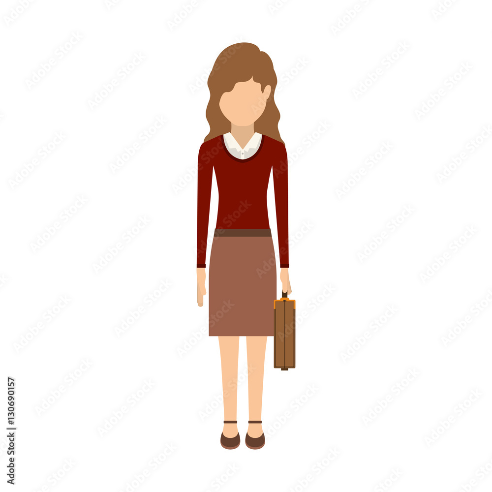 Woman and suitcase icon. Girl female avatar person people and human theme. Isolated design. Vector illustration