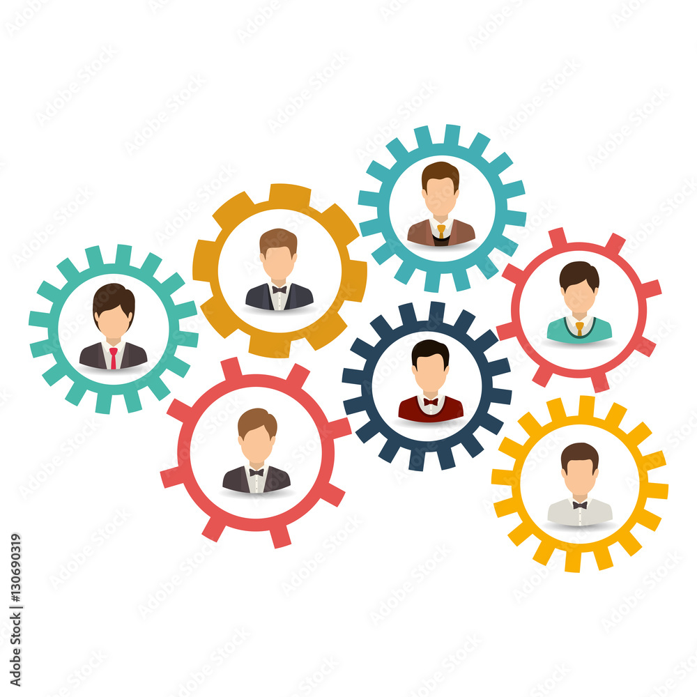 Gear and businessperson icon. Teamwork people corporate and workforce theme. Isolated design. Vector illustration Gear and businessperson icon. Teamwork people corporate and workforce theme. Isolated design. Vector illustration