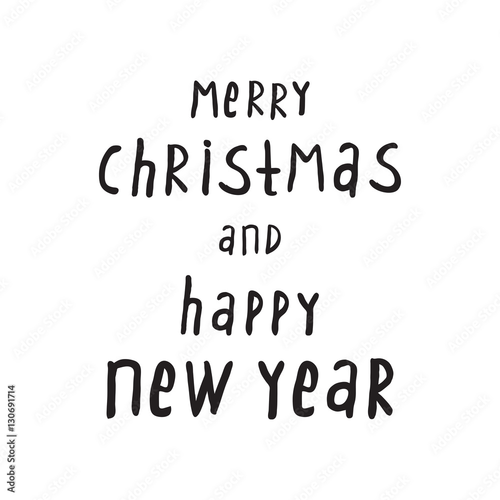 Handwritten phrase Merry Christmas Greeting Card with hand drawn lettering design. Vector illustration. Holidays Postcard Handwritten phrase Merry Christmas Greeting Card with hand drawn lettering design. Vector illustration. Holidays Postcard