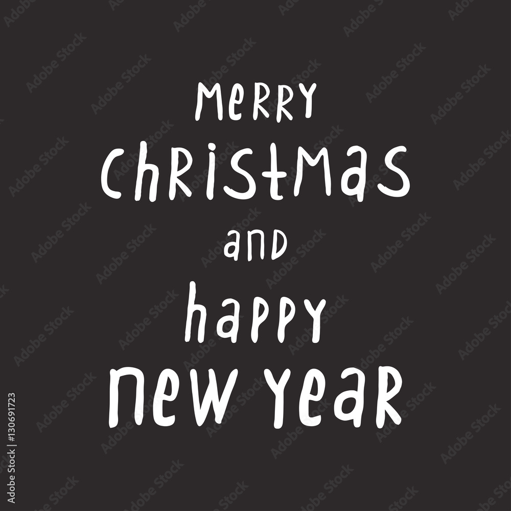 Handwritten phrase Merry Christmas Greeting Card with hand drawn lettering design. Vector illustration. Holidays Postcard Handwritten phrase Merry Christmas Greeting Card with hand drawn lettering design. Vector illustration. Holidays Postcard