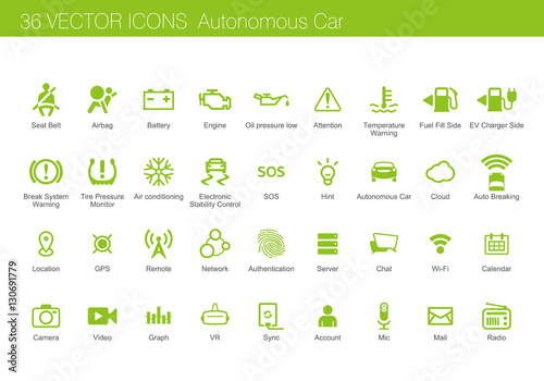 Icon set of autonomous car concept