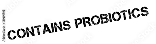 Contains Probiotics rubber stamp. Grunge design with dust scratches. Effects can be easily removed for a clean, crisp look. Color is easily changed.