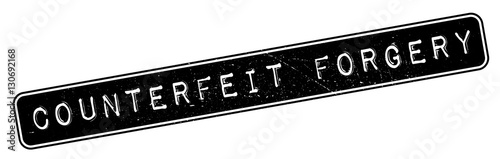 Counterfeit Forgery rubber stamp. Grunge design with dust scratches. Effects can be easily removed for a clean, crisp look. Color is easily changed.