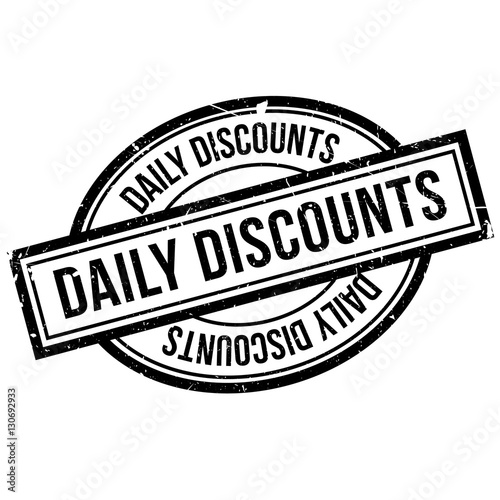 Daily Discounts rubber stamp. Grunge design with dust scratches. Effects can be easily removed for a clean, crisp look. Color is easily changed.